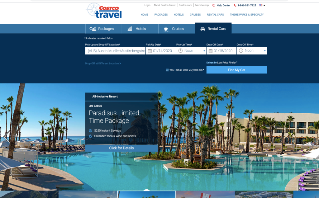 costco travel car booking