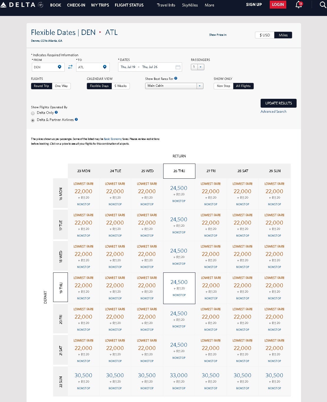 Delta Skymiles Award Chart 2019