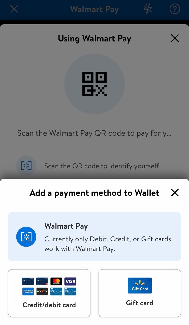 Adding a card to Walmart Pay